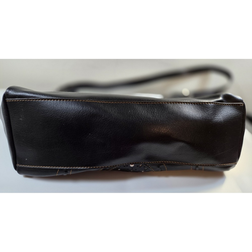 Relic Black Leather Purse w/ Laser Cutouts  Brown Stitching‎ Zipper Closure - Picture 15 of 15